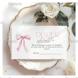 Pink Bow Wildflower Diaper raffle ticket Enclosure Card