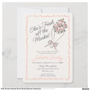Pink Flower Market Floral Bridal Shower Invitation