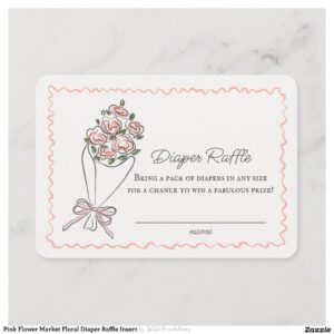 Pink Flower Market Floral Diaper Raffle Insert