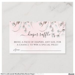 Pink it's cold outside Woodland Baby Shower Diaper Enclosure Card