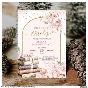 Pink Peony Storybook Woman 30th Birthday Invitation