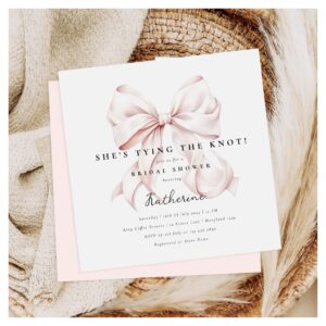 Pink She's Tying the Knot Bow Bridal Shower Invitation