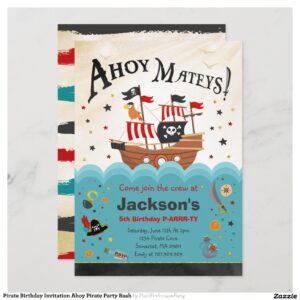 Pirate Birthday Invitation Ahoy Pirate Party Bash