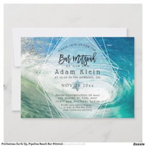 PixDezines Surfs Up, Pipeline Beach Bar Mitzvah Invitation