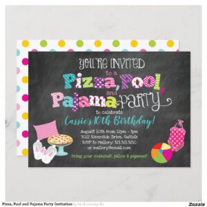 Pizza, Pool and Pajama Party Invitation