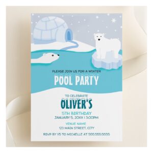Polar Bear Pool Party Birthday Invitation