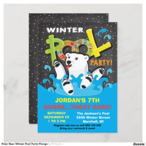 Polar Bear Winter Pool Party Plunge Invitation