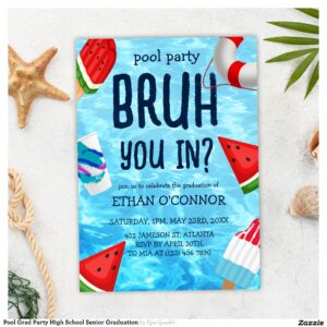 Pool Grad Party High School Senior Graduation Invitation