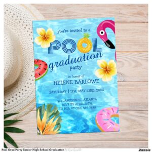 Pool Grad Party Senior High School Graduation Invitation