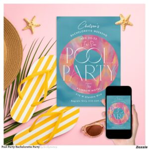 Pool Party Bachelorette Party Invitation