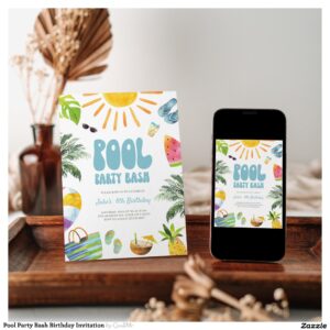 Pool Party Bash Birthday Invitation