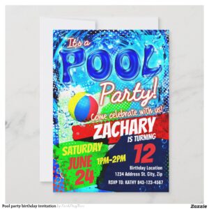 Pool party birthday invitation