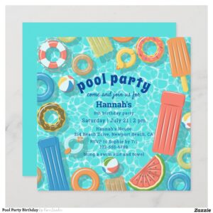 Pool Party Birthday Invitation