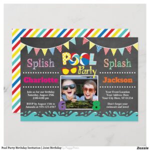 Pool Party Birthday Invitation Joint Birthday