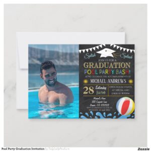 Pool Party Graduation Invitation