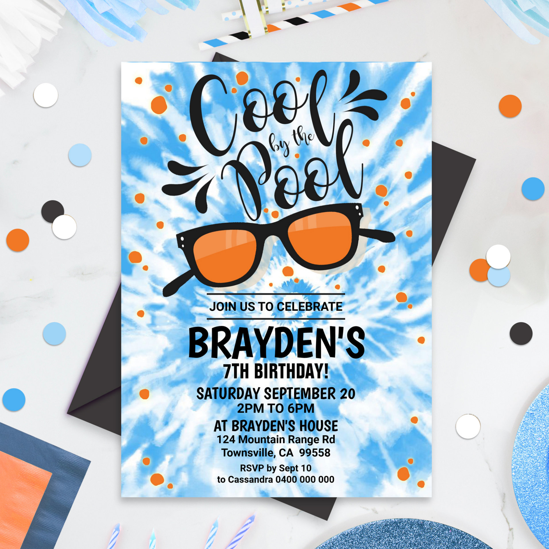 Pool Party Invitation Boy Cool by the Pool Party