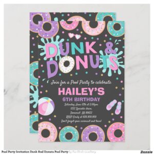 Pool Party Invitation Dunk And Donuts Pool Party