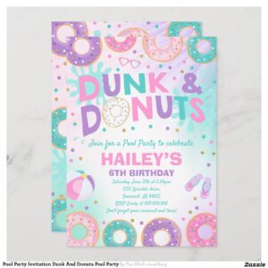 Pool Party Invitation Dunk And Donuts Pool Party