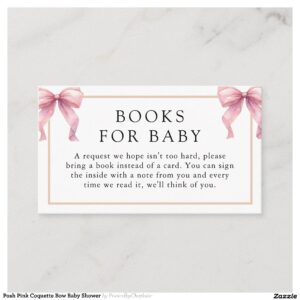 Posh Pink Coquette Bow Baby Shower Enclosure Card