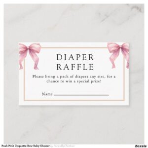 Posh Pink Coquette Bow Baby Shower Enclosure Card