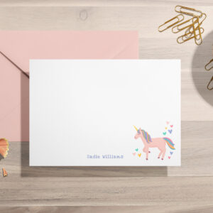 Pretty Pastel Rainbow Unicorn Kids Personal Note Thank You Card