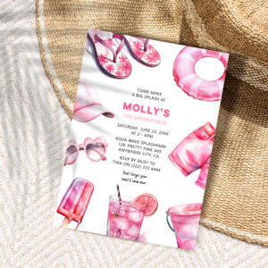 Pretty Pink Summer Girls Birthday Invitation