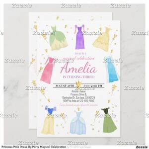 Princess Pink Dress Up Party Magical Celebration Invitation