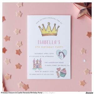 Princess Unicorn & Castle Fairytale Birthday Party Invitation
