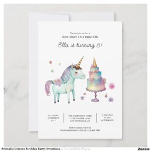 Printable Unicorn Birthday Party Invitations