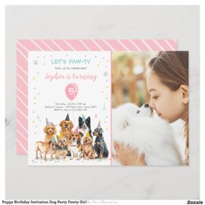 Puppy Birthday Invitation Dog Party Pawty Girl