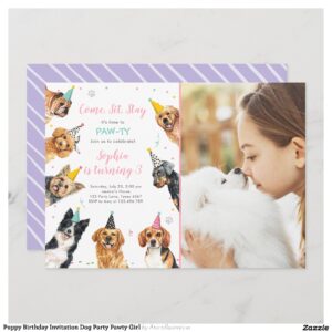 Puppy Birthday Invitation Dog Party Pawty Girl