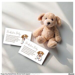 Puppy dog themed baby shower book request enclosure card