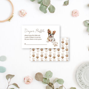 Puppy dog themed baby shower diaper raffle enclosure card