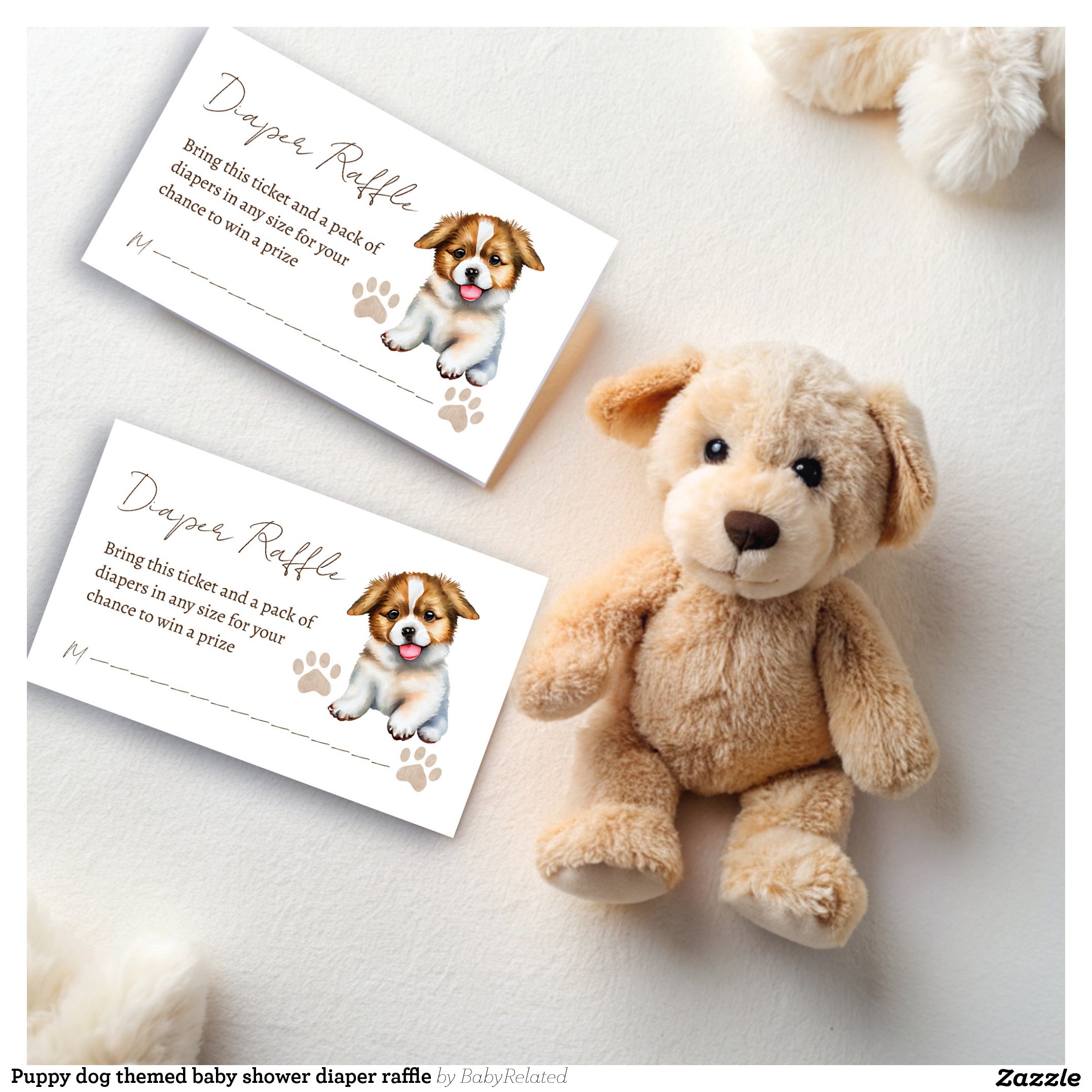 Puppy dog themed baby shower diaper raffle enclosure card