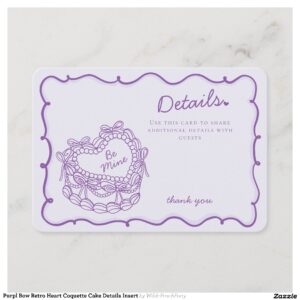 Purpl Bow Retro Heart Coquette Cake Details Insert