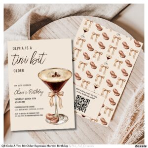 QR Code A Tini Bit Older Espresso Martini Birthday Invitation