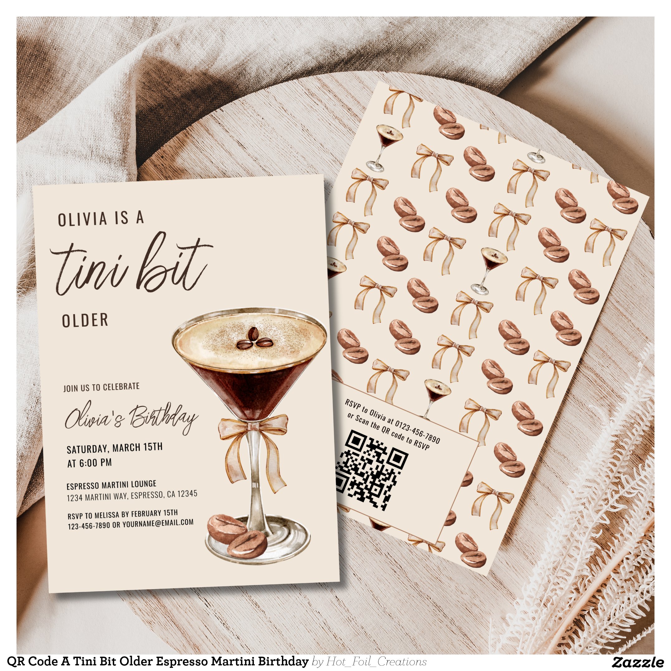QR Code A Tini Bit Older Espresso Martini Birthday Invitation