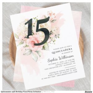Quinceanera 15th Birthday Floral Party Invitation