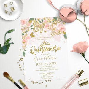 Quinceanera Butterfly Invitation Bilingual