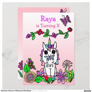 Rainbow Unicorn Whimsical Birthday Invitation