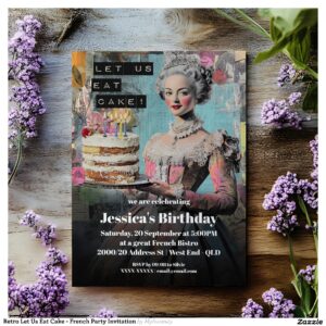 Retro Let Us Eat Cake - French Party Invitation