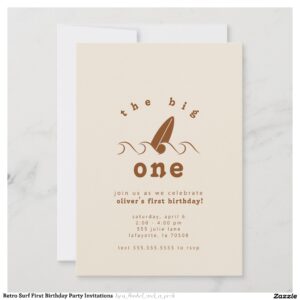 Retro Surf First Birthday Party Invitations