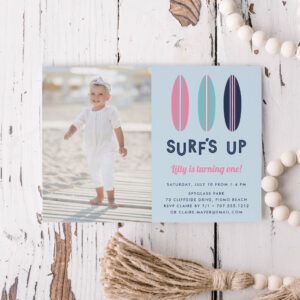 Retro Surfboards Photo Birthday Party Invitation