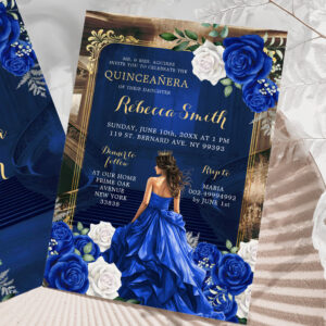 Royal Blue Grand Palace Quincea?era Princess Invitation