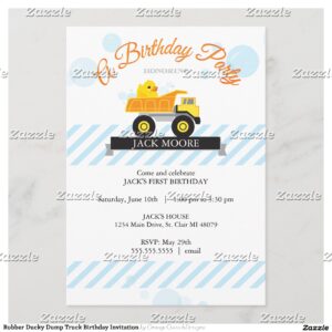 Rubber Ducky Dump Truck Birthday Invitation