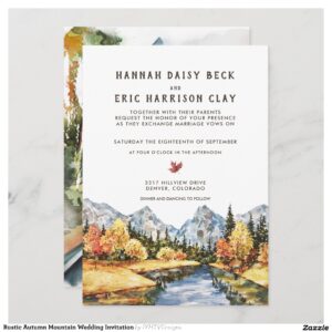 Rustic Autumn Mountain Wedding Invitation