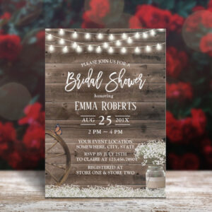Rustic Baby's Breath Floral Barn Bridal Shower Invitation