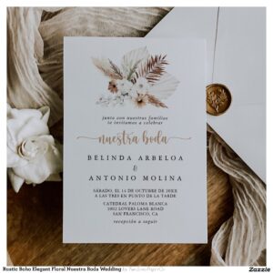 Rustic Boho Elegant Floral Nuestra Boda Wedding Invitation