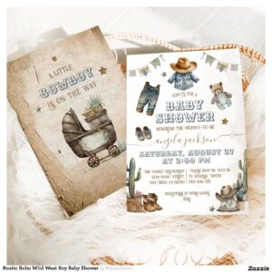 Rustic Boho Wild West Boy Baby Shower Invitation