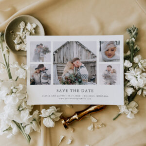 Rustic Chic Photo Grid Wedding Save The Date Magnetic Invitation